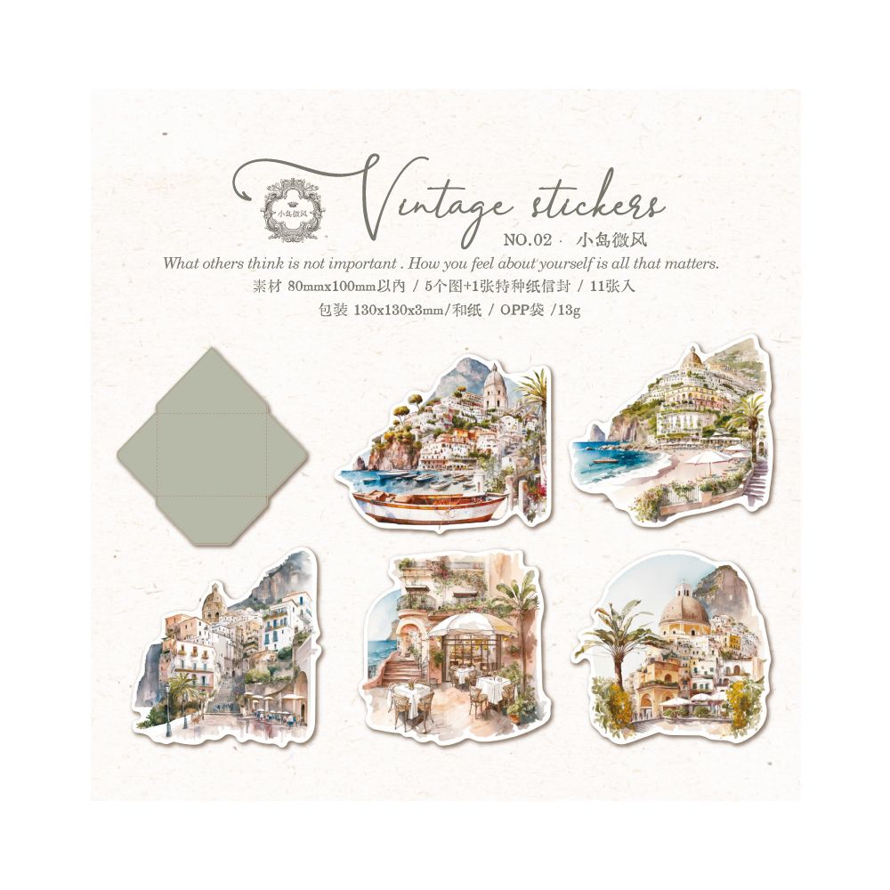 Retro Land Series Paper Stickers 6 Designs