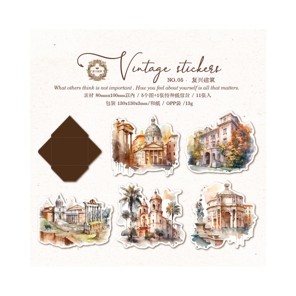 Retro Land Series Paper Stickers 6 Designs
