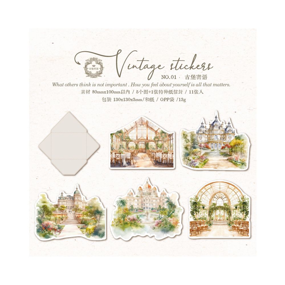 Retro Land Series Paper Stickers 6 Designs