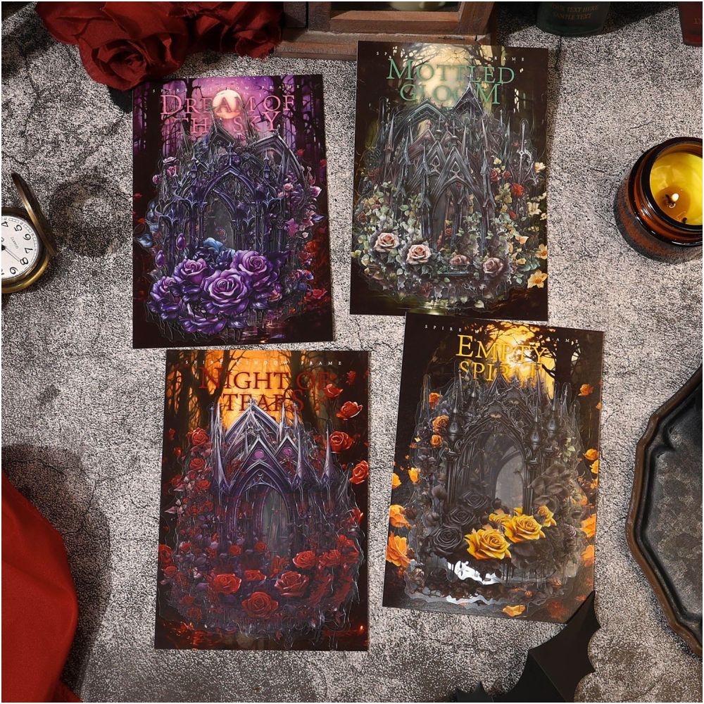 Vintage Gothic Style Floral Design PET stickers 4 Designs image 0