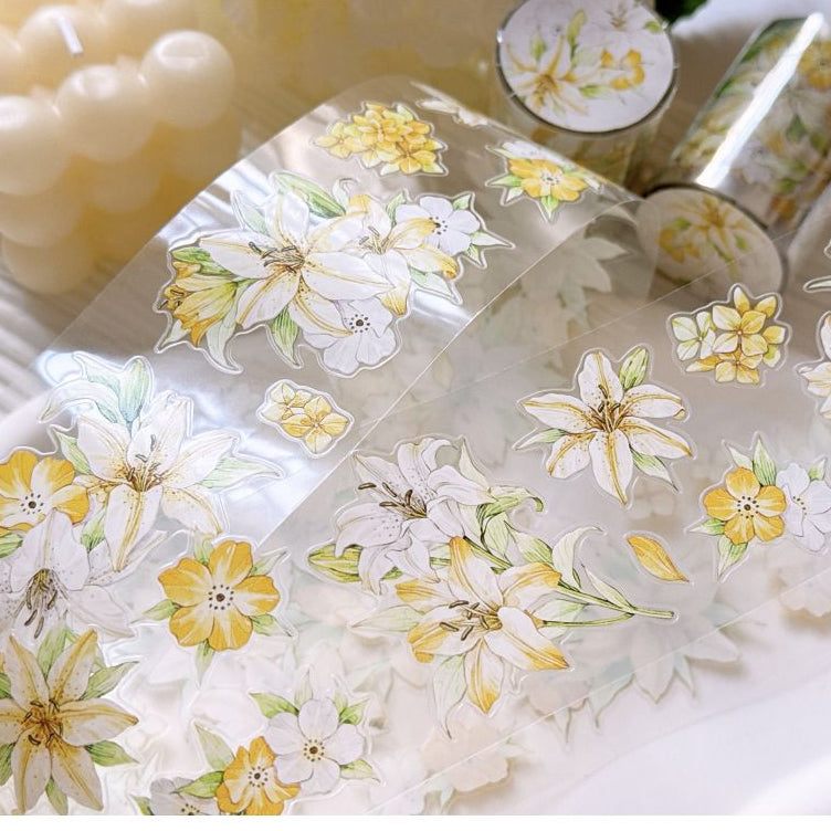 Light lily flower PET Tape 5,5cm x 1m