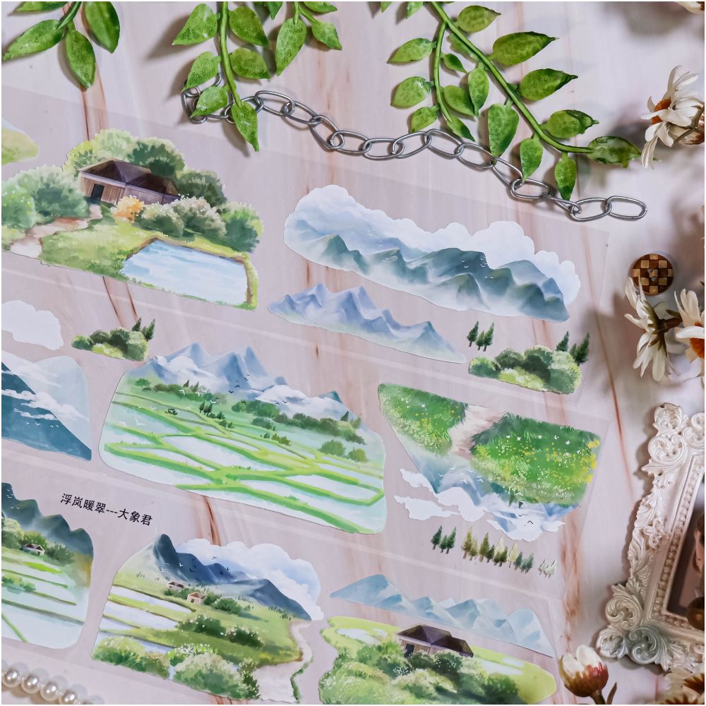 Landscape Ancient Style Countryside PET Tape 6 5cm x 1m image 1