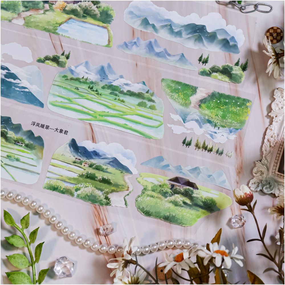 Landscape Ancient Style Countryside PET Tape 6 5cm x 1m image 2