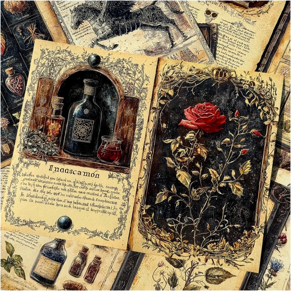 Gothic Rose Background Paper 18cm x 14cm 12psc