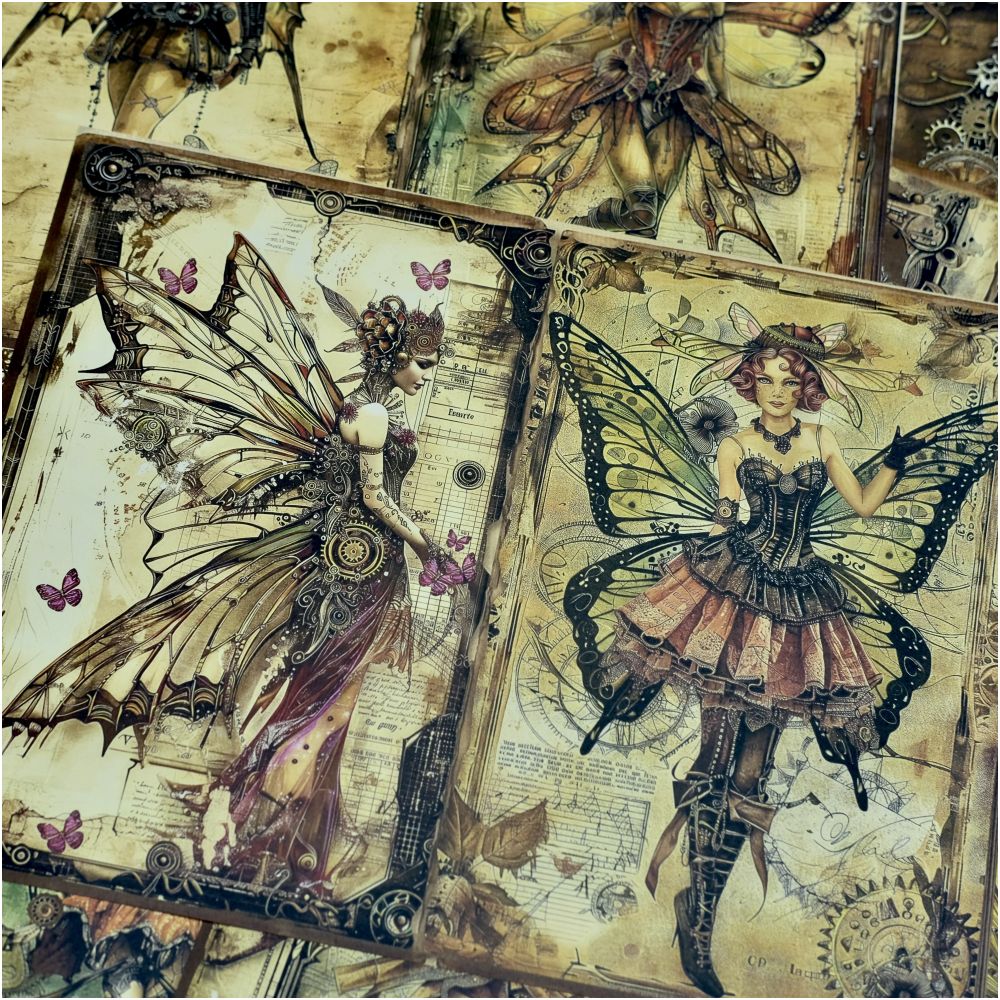 Steampunk Butterfly Fairy Background Paper 10psc image 3