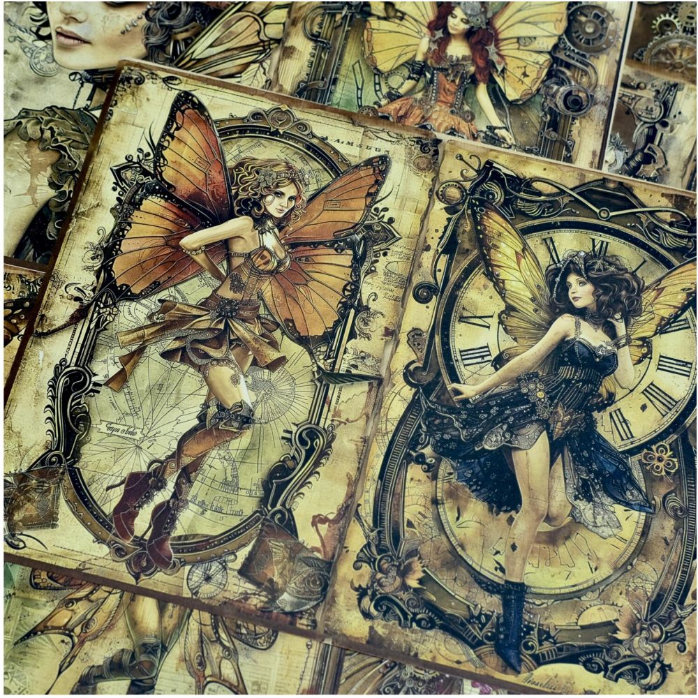 Steampunk Butterfly Fairy Background Paper 18 x 14cm 10psc