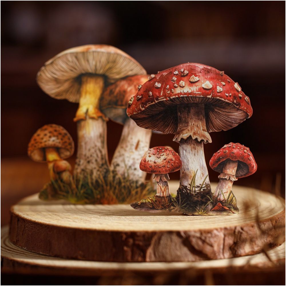 Mushroom Specimen Collection Paper Stickers 25 psc 6 Designs image 0