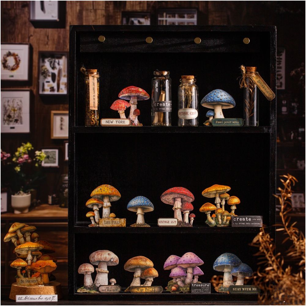 Mushroom Specimen Collection Paper Stickers 25 psc 6 Designs image 1