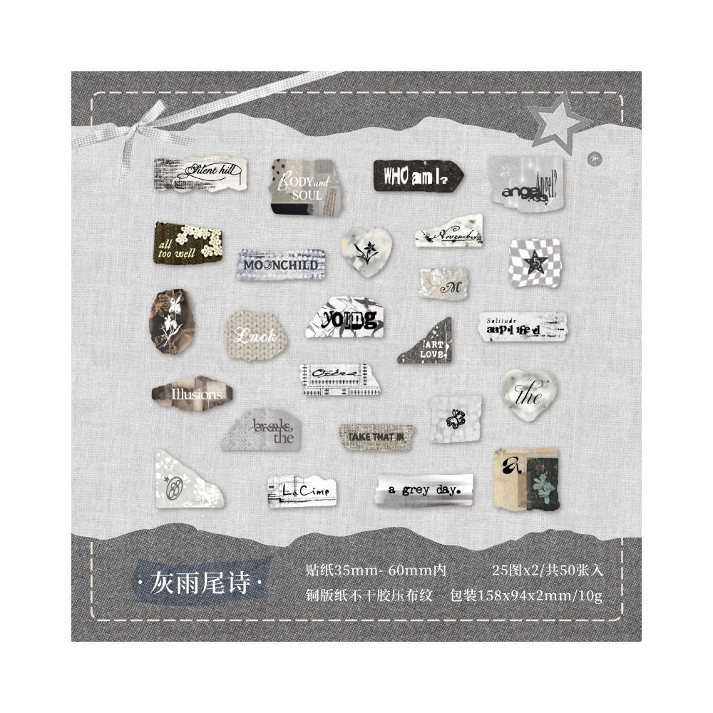 Fresh Text Style Paper Sticker Pack 6 Designs
