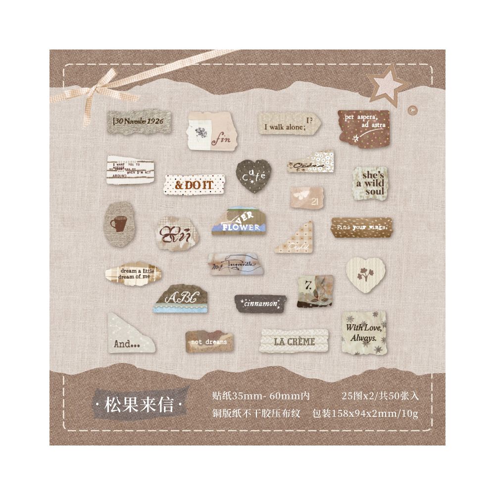Fresh Text Style Paper Sticker Pack 6 Designs