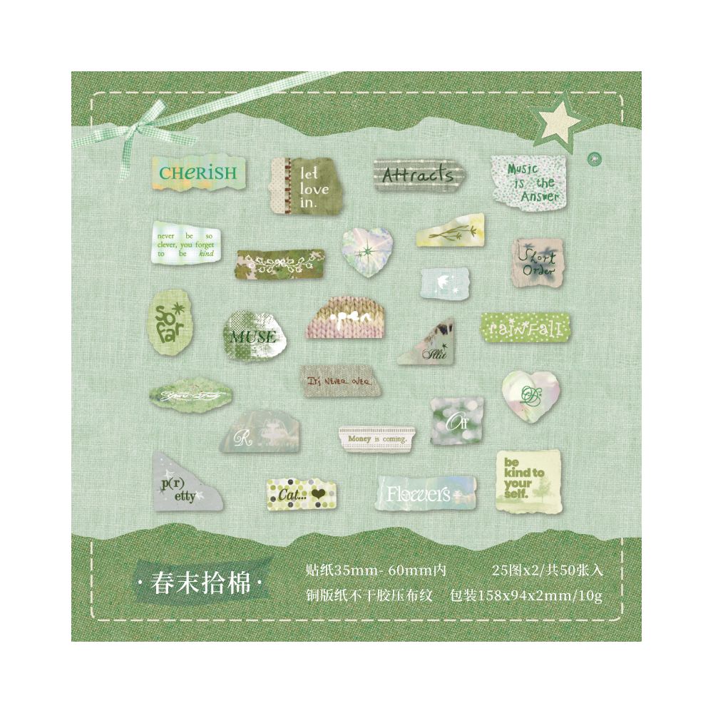 Fresh Text Style Paper Sticker Pack 6 Designs