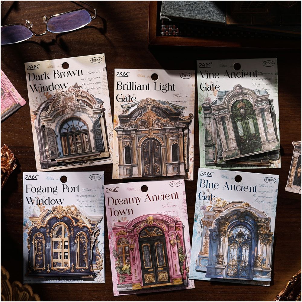 Vintage Door and Window Paper Stickers 10 Sheets 6variants image 0