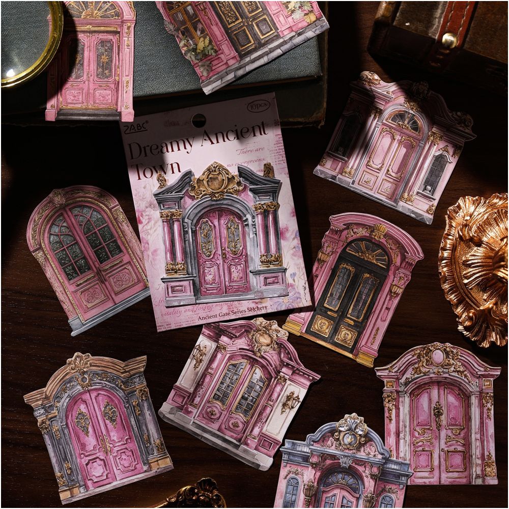 Vintage Door and Window Paper Stickers 10 Sheets 6variants image 1