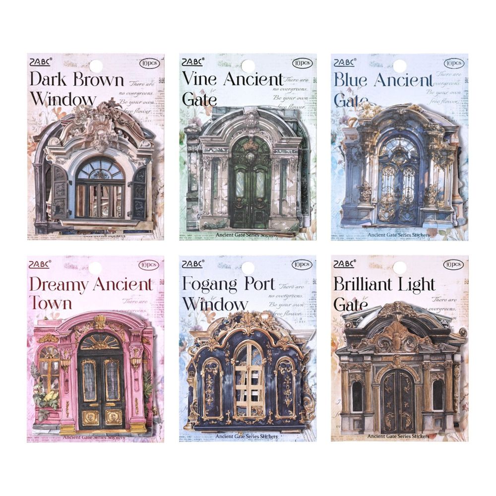 Vintage Door and Window Paper Stickers 10 Sheets 6variants image 4