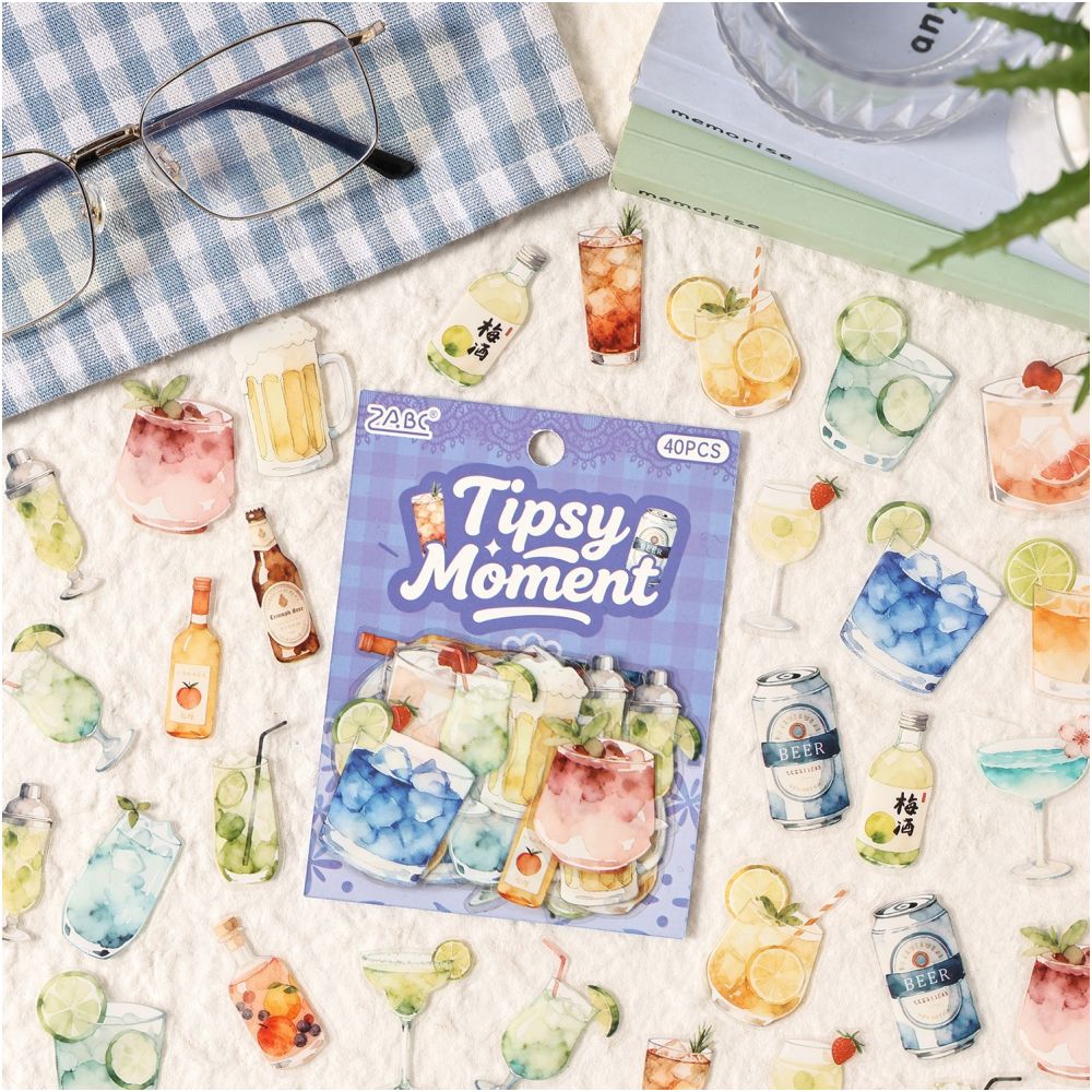 Beverage Themed PET Stickers 40 Sheets 6 Styles image 1