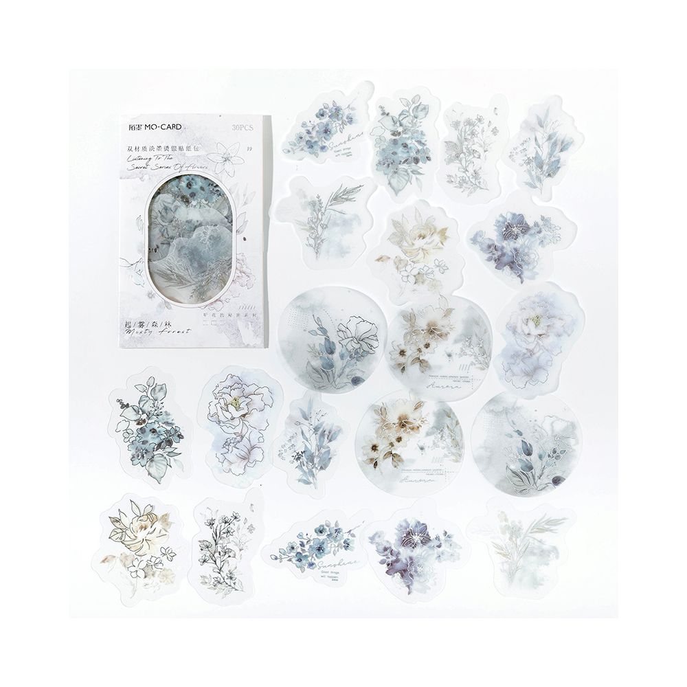 Flowers Series PET Stickers 6 Designs 30 Pcs