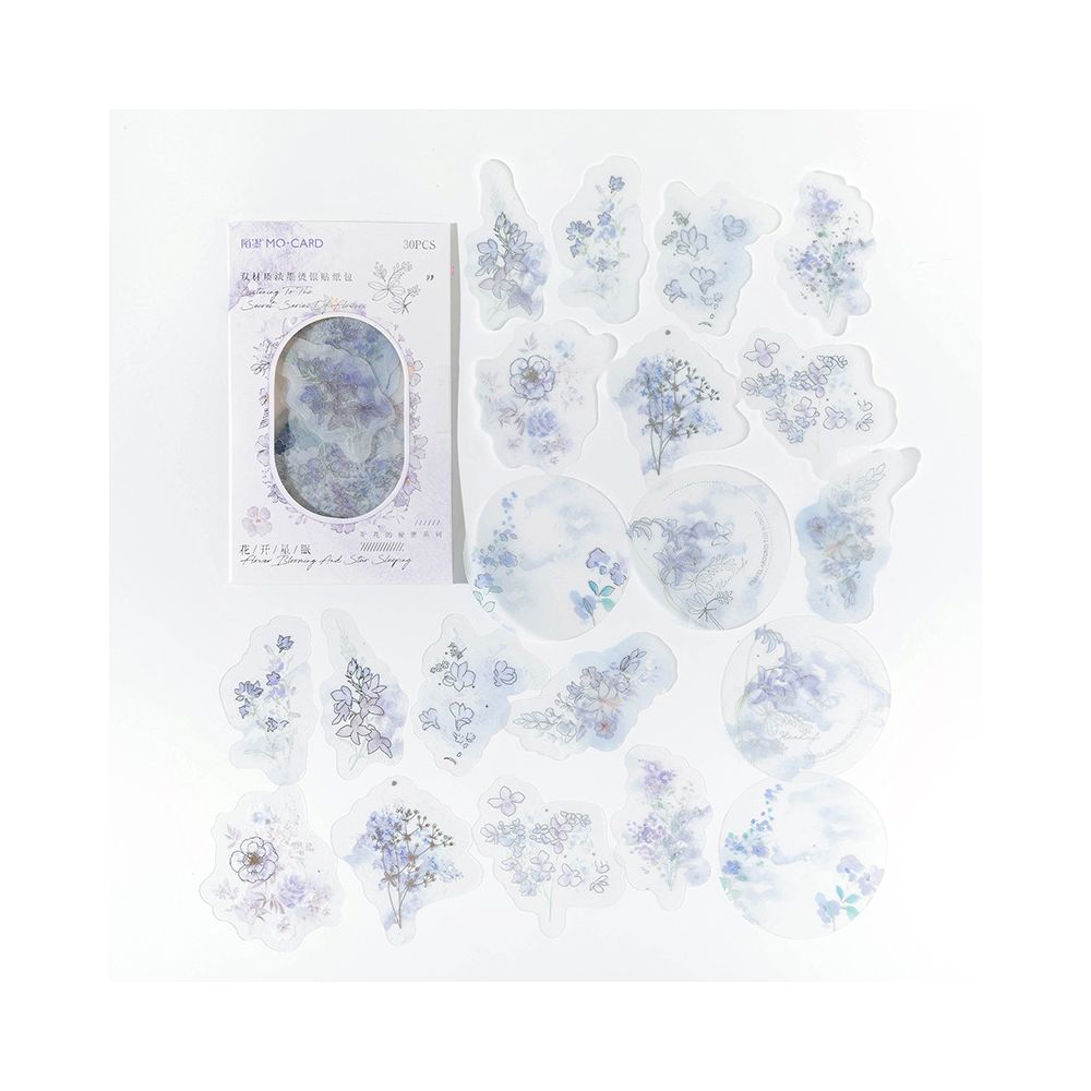 Flowers Series PET Stickers 6 Designs 30 Pcs