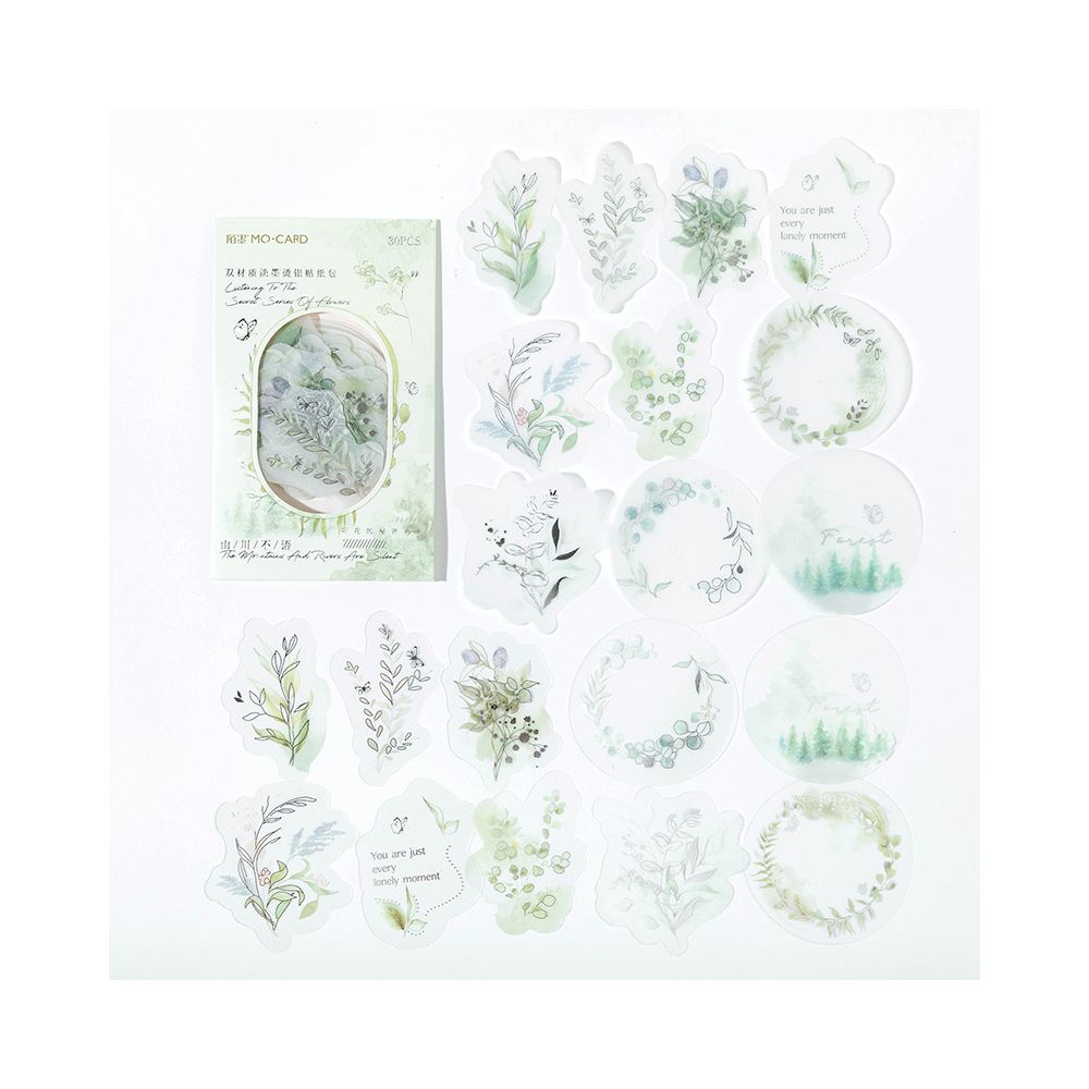 Flowers Series PET Stickers 6 Designs 30 Pcs