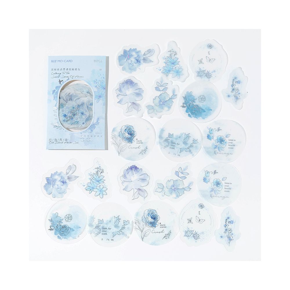Flowers Series PET Stickers 6 Designs 30 Pcs