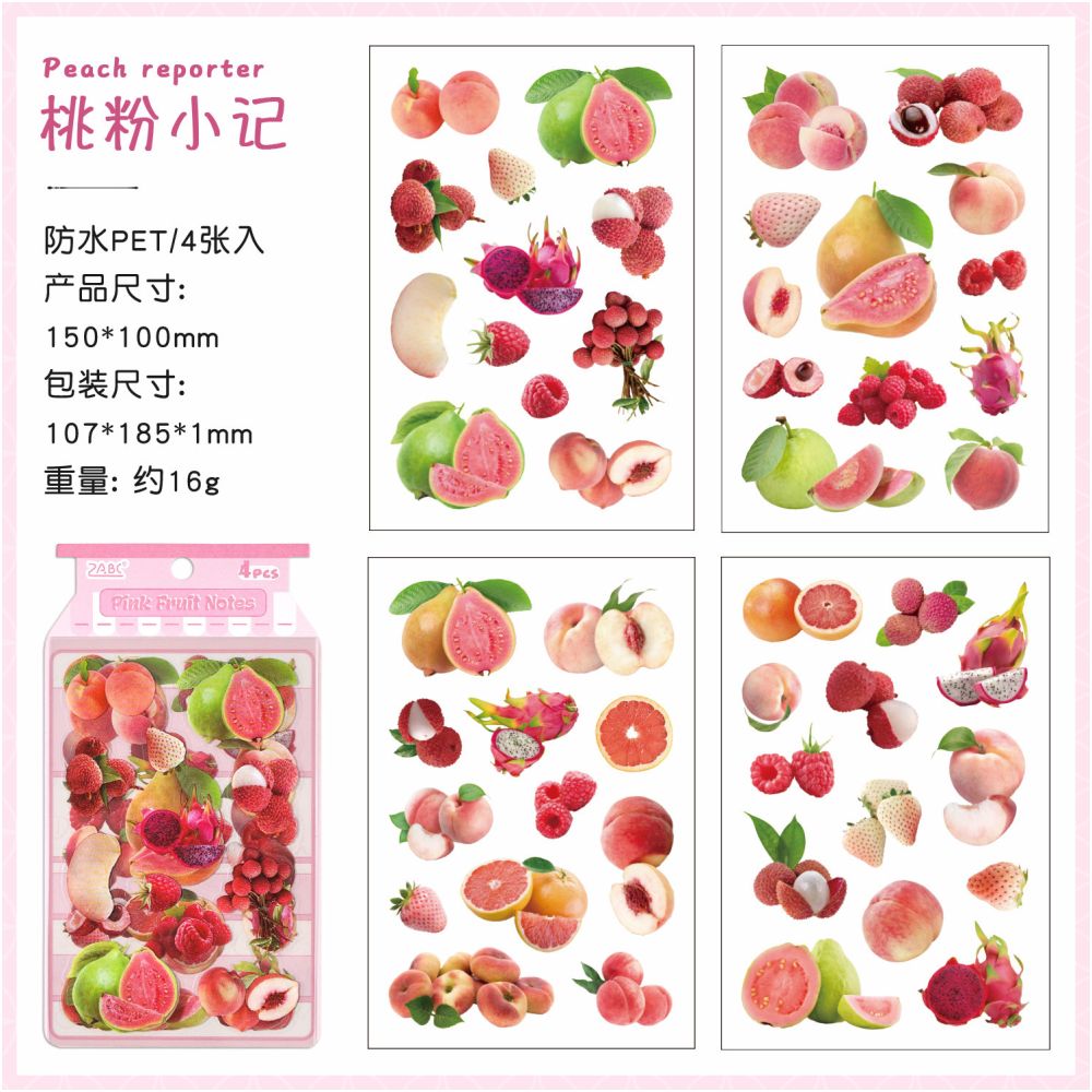 Fruit Fun Series PET Stickers 4sheets 6 variants