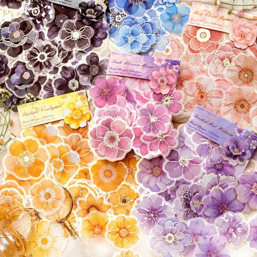 Floral Whispers Series PET Stickers 6 Designs 40 Pcs image 1