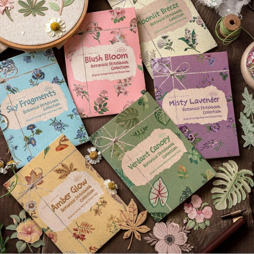 Botanical Fabric Book Series Hard Card Stickers 40 Sheets 6 Designs image 0