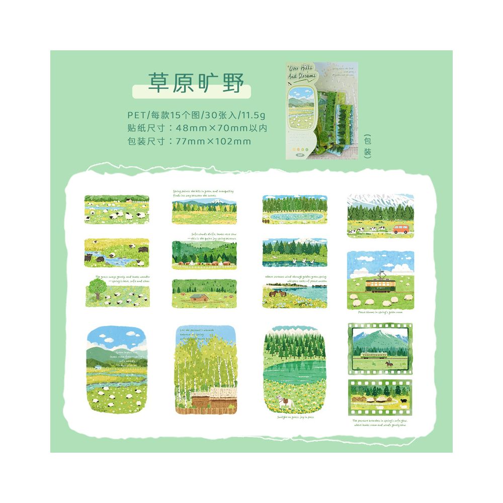 Landscape Scenery Theme PET Stickers 6 Styles