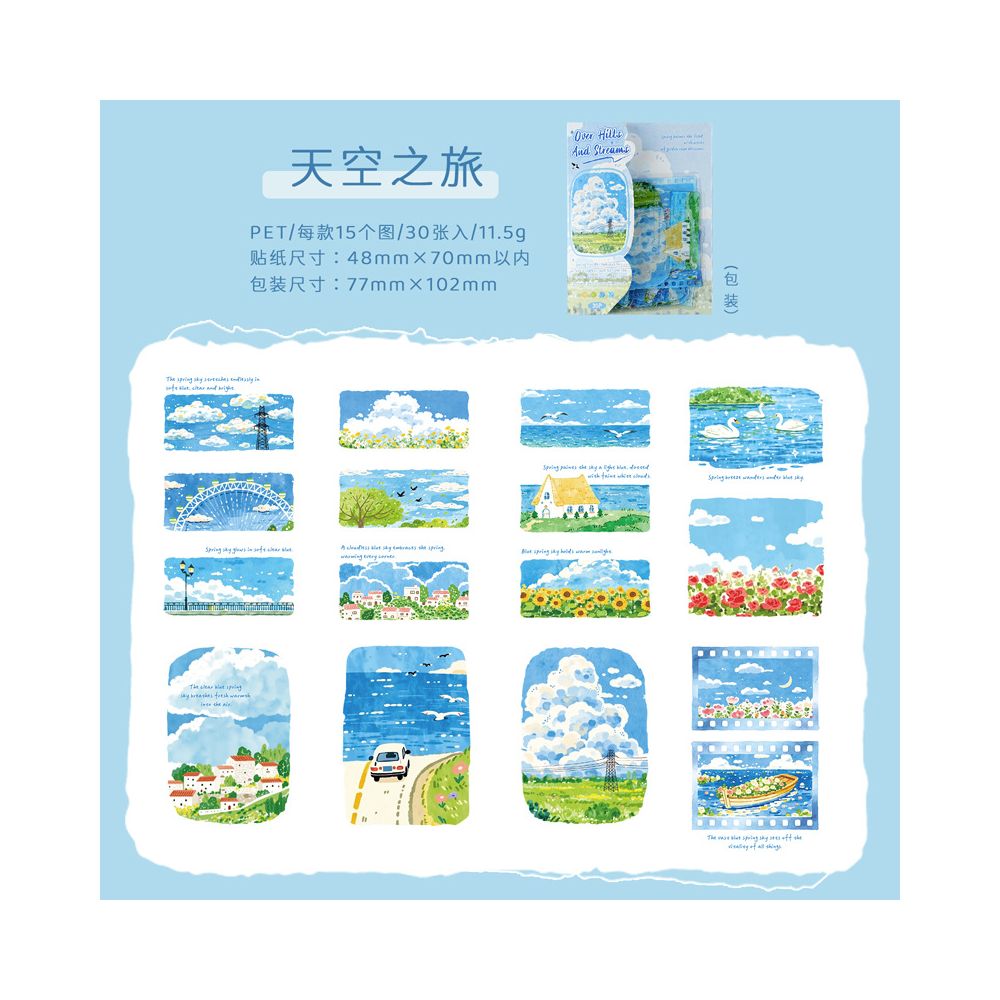 Landscape Scenery Theme PET Stickers 6 Styles