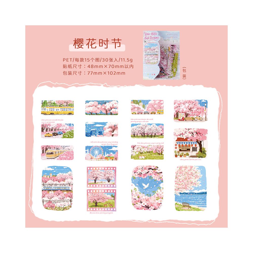 Landscape Scenery Theme PET Stickers 6 Styles