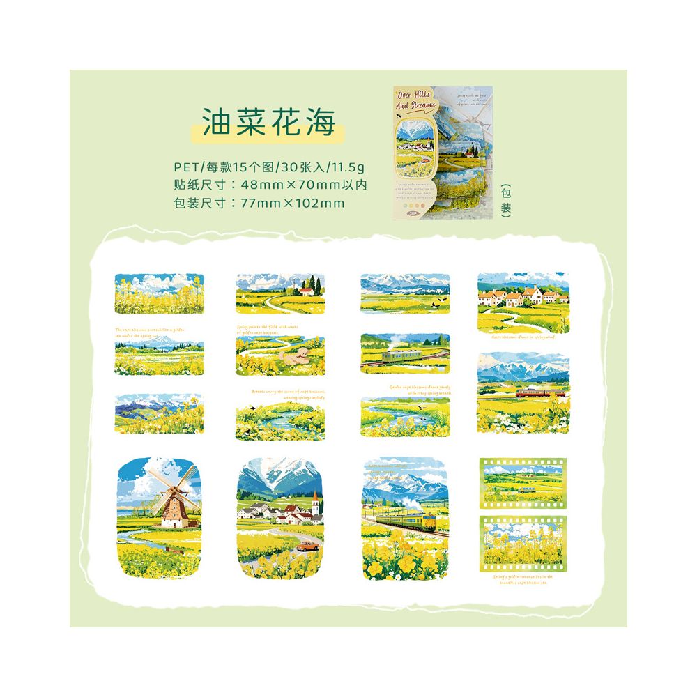 Landscape Scenery Theme PET Stickers 6 Styles