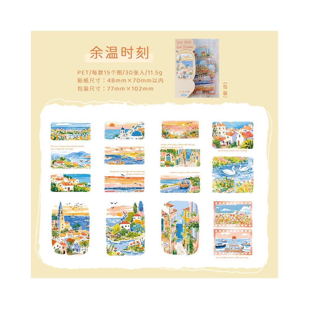 Landscape Scenery Theme PET Stickers 6 Styles