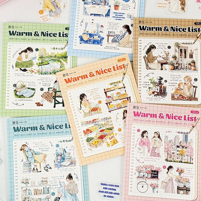 Character Designs Daily Life PET Stickers 6 Designs 15 Pcs image 2