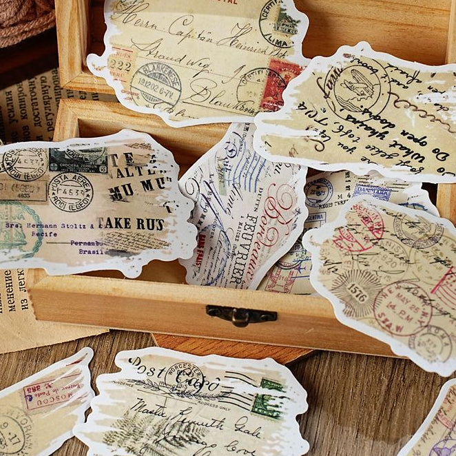 Vintage style washi paper stickers 6 Styles 30 Pcs image 1