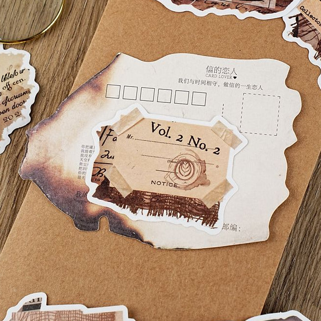 Vintage style washi paper stickers 6 Styles 30 Pcs image 2