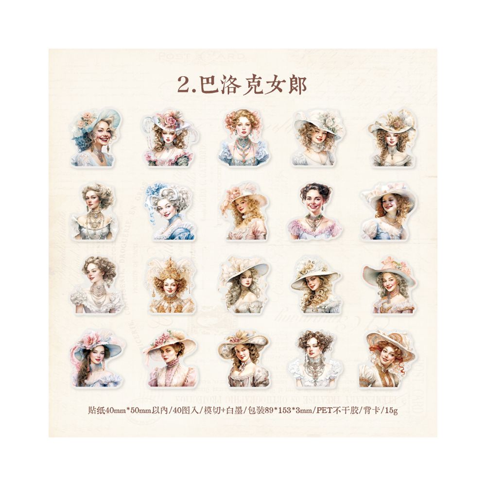 Dream Story Series PET Stickers 6 Designs 40 Pcs