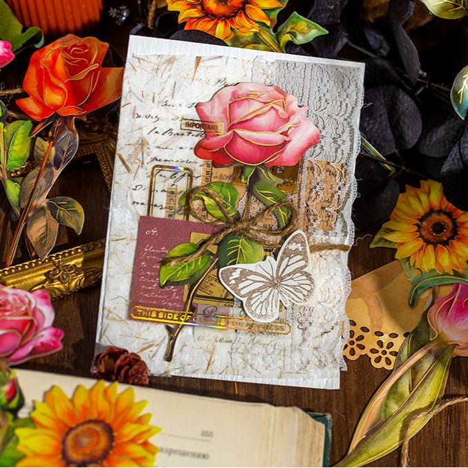 My Bouquet series of gold foil Paper stickers 4 Styles 24 Pcs image 3