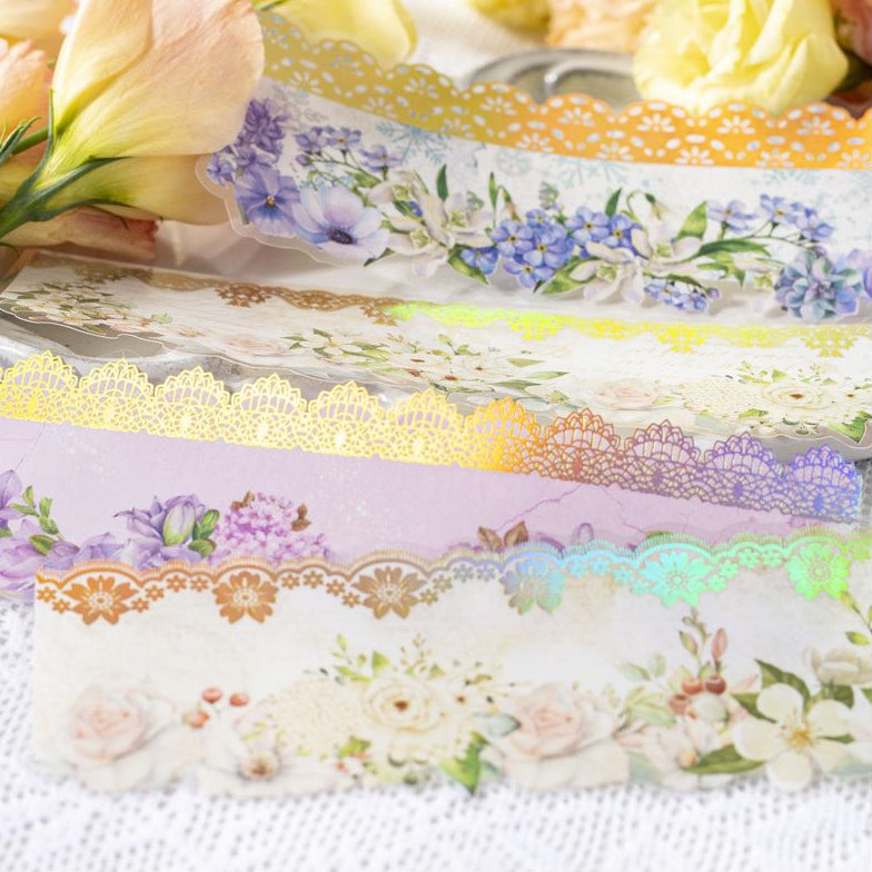 Romantic Lace Series Gold Foil PET Stickers 8 Styles 10 Pcs image 2