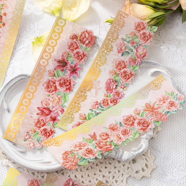 Romantic Lace Series Gold Foil PET Stickers 8 Styles 10 Pcs image 3