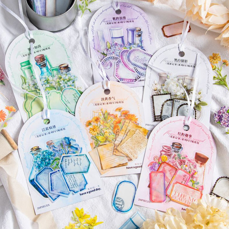 Floral Diary Series PET Stickers 20psc 6 Designs image 0