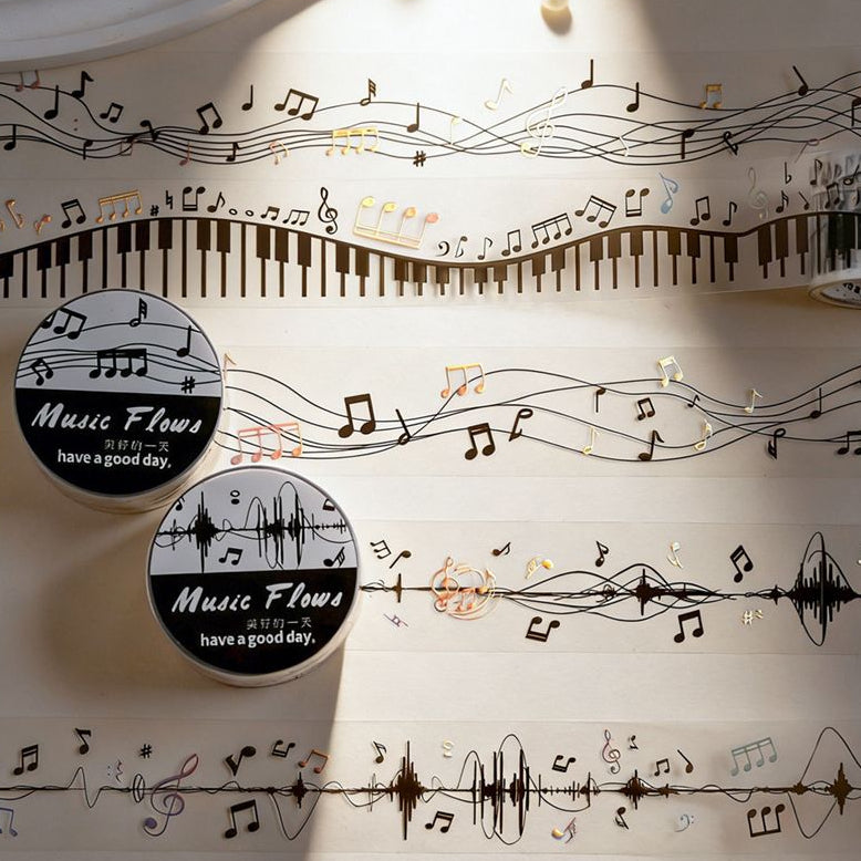 Music Flow Series Decorative PET Tape 4 Designs 2 5cm x 2m image 1