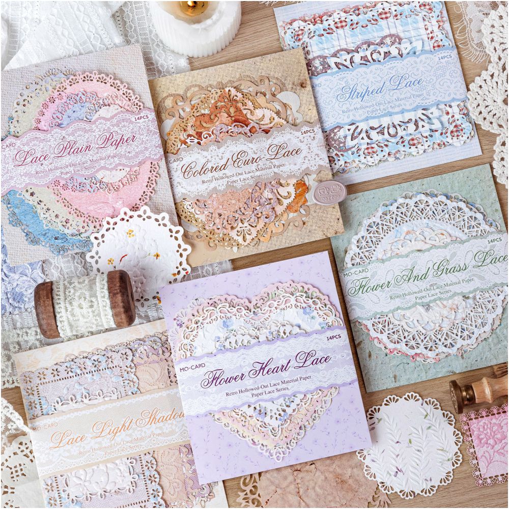 Vintage Lace Series Paper Stickers 14 psc 6 variants image 2