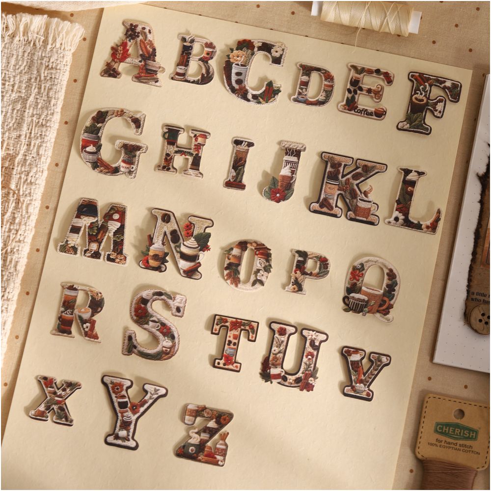 Letter Series Paper Sticker Pack 26 Psc 6 Designs image 0