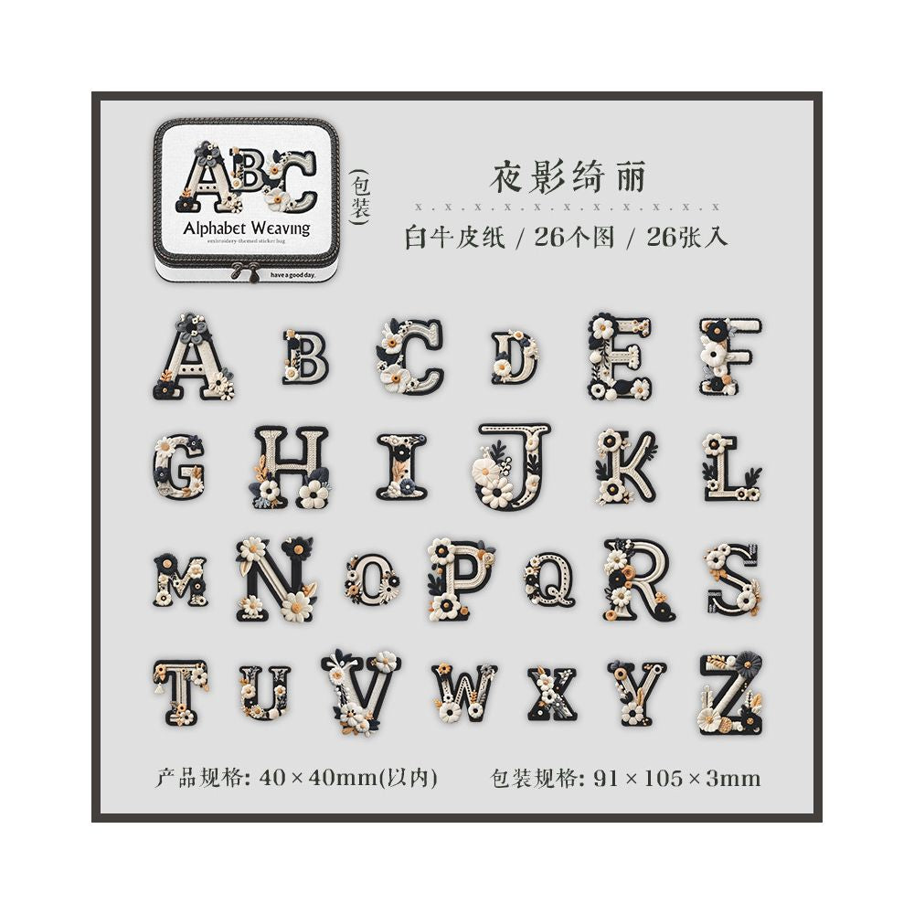 Letter Series Paper Sticker Pack 26 Psc 6 Designs