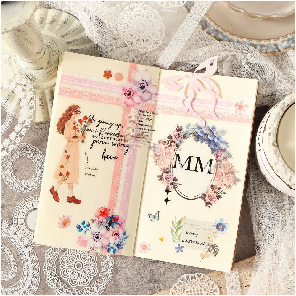 Lace PET Stickers Book 30 Sheets 6 variants image 1