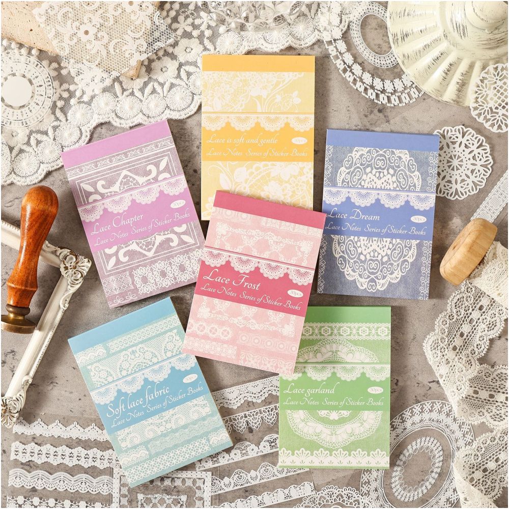 Lace PET Stickers Book 30 Sheets 6 variants image 2