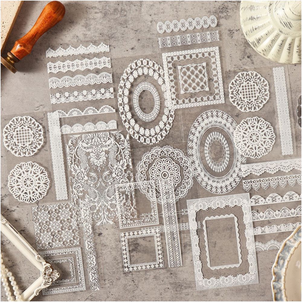 Lace PET Stickers Book 30 Sheets 6 variants image 3