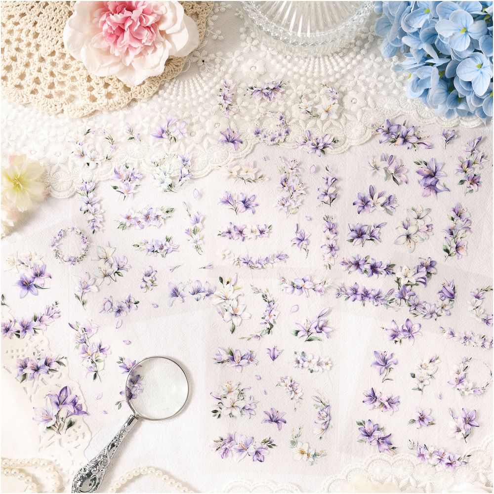 Dreamy Flower Series PET Stickers 6 Psc 4 designs image 1