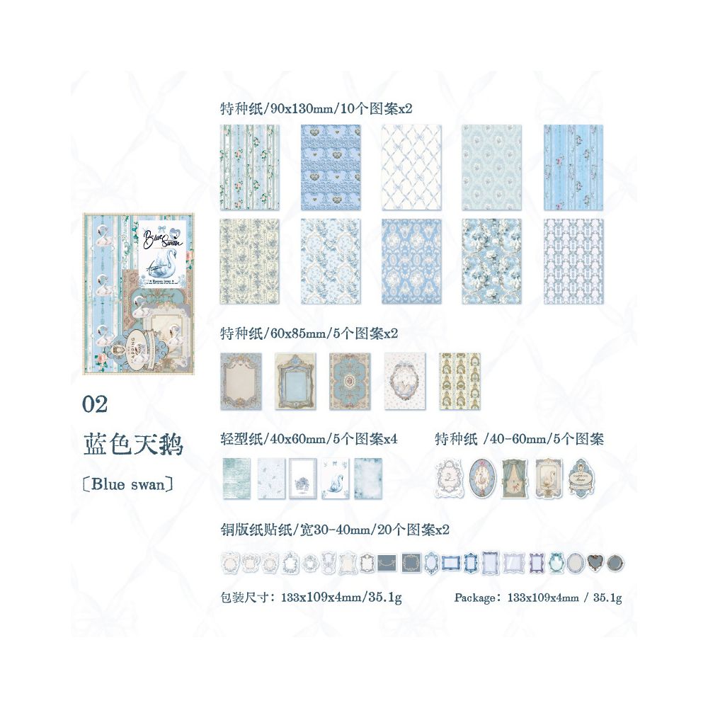 Rococo Retro Material Paper 100 Psc 4 designs