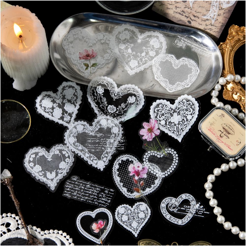 Vintage Lace and Floral series PET Stickers 20 Psc 6 Designs image 0