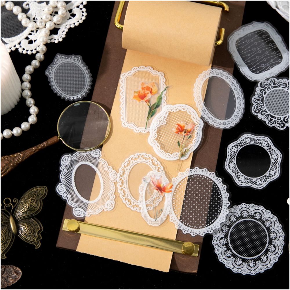 Vintage Lace and Floral series PET Stickers 20 Psc 6 Designs image 3